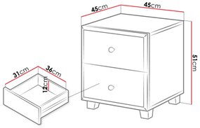 Κομοδίνο Glass -Γκρι