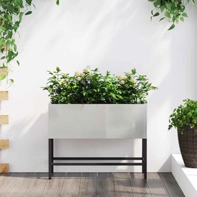 vidaXL Υψωμένη Γλάστρα Κήπου Ασημί 60 x 26 x 45 εκ Ανοξείδωτο ατσάλι