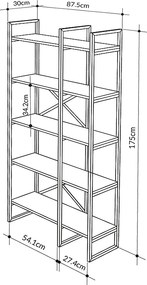 Βιβλιοθήκη Dusan Megapap χρώμα sepet oak 87,5x30x175εκ.