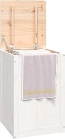 vidaXL Καλάθι Ρούχων Λευκό 44x44x66 εκ από Μασίφ Ξύλο Πεύκου