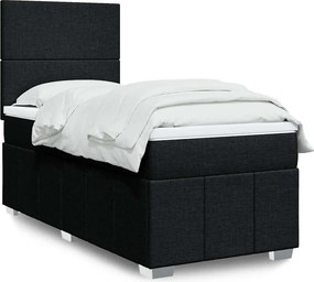 vidaXL Κρεβάτι Boxspring με Στρώμα Μαύρο 80 x 200 εκ. Υφασμάτινο