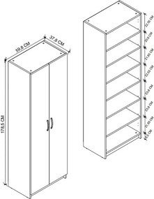 Παπουτσοθήκη Renso Megapap δίφυλλη χρώμα λευκό 59,8x37,8x178,5εκ.