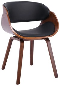 WOODWELL Ε7512,1WJOY-W Πολυθρόνα Τραπεζαρίας Καρυδί, Pu Μαύρο 57x55x80cm Ε7512,1W