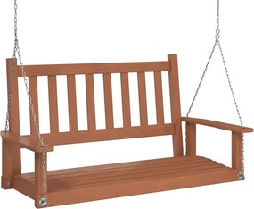 vidaXL Παγκάκι Κήπου Περιστρ. με Μεταλλικές Αλυσίδες Καφέ Μασίφ Ελάτη