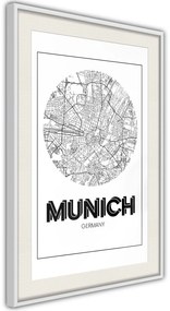 Αφίσα - City Map: Munich (Round) - 40x60 - Χρυσό - Χωρίς πασπαρτού