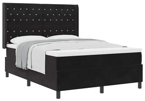 vidaXL Κρεβάτι με ελατήρια με κεφαλάρι Μαύρο 140 x 200 cm Βελούδο