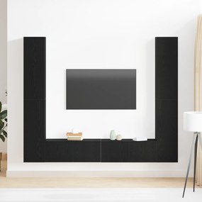 vidaXL Σετ ντουλάπας τηλεόρασης  6 τεμαχίων από μαύρο βελανίδι με μηχανική επεξεργασία