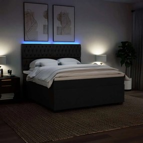 vidaXL Κρεβάτι Boxspring με Στρώμα Μαύρο 180x200 εκ. Υφασμάτινο
