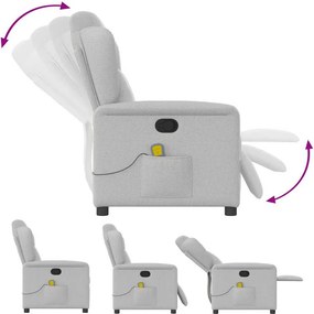 vidaXL καρέκλα ανάκλισης μασάζ Cloud Grey Fabric