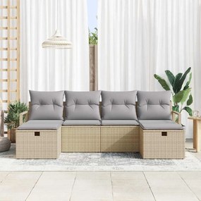 vidaXL Σετ Καναπέ με μαξιλάρι 5 pcs συνθετικό ρατάν