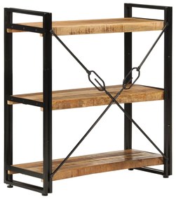 vidaXL Βιβλιοθήκη με 3 Επίπεδα 77x30x80 εκ Μασίφ Ξύλο Μάνγκο &amp; Σίδηρος