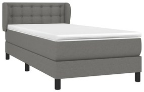 vidaXL Κρεβάτι Boxspring με Στρώμα Σκούρο Γκρι 100x200 εκ. Υφασμάτινο