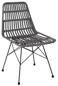 Ε241,2 SALSA Καρέκλα Κήπου Βεράντας Μέταλλο Βαφή Μαύρο, Wicker Γκρι  48x59x80cm Μαύρο/Γκρι,  Μέταλλο/Wicker, , 1 Τεμάχιο
