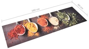 vidaXL Πατάκι Κουζίνας Σχέδιο Κουτάλια Πλενόμενο 60 x 180 εκ.