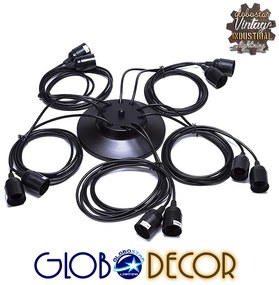 GloboStar® WIRED 01173 Vintage Φωτιστικό Οροφής Πολύφωτο Μαύρο