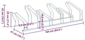 Βάση Ποδηλάτου για 6 Ποδήλατα Επιδαπέδιο Γαλβανισμένο Χάλυβα - Ασήμι
