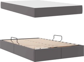 vidaXL Κρεβάτι με αποθηκευτικό χώρο και στρώμα 2 pcs Γκρι Δέρμα