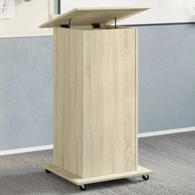 vidaXL Αναλόγιο με Ροδάκια &amp; Συρτάρι Sonoma Δρυς 55x55x107εκ Επεξ Ξύλο