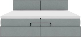 VidaXL Οθωμανικό κρεβάτι με στρώματα & LEDs Ανοιχτό γκρι ύφασμα
