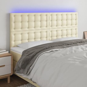 vidaXL Κεφαλάρι Κρεβατιού LED Κρεμ 160x5x118/128 εκ. Συνθετ. Δέρμα