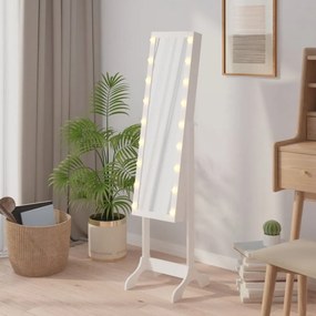 Καθρέφτης Επιδαπέδιος με LED Λευκός 34 x 37 x 146 εκ. - Λευκό