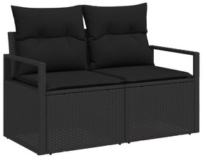 vidaXL 8 Piece Καναπές Κήπου με Μαξιλάρες Μαύρο Πολυ Ρατάν
