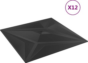 vidaXL Πάνελ τοίχου 48 τμχ. 50 x 50 cm Μαύρο αστέρι Φελιζόλ XPS