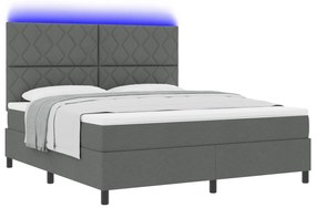 vidaXL Κρεβάτι με Ελατήρια και Στρώμα & LED - Σκοτεινό Γκρι, 180 x 200 εκ.