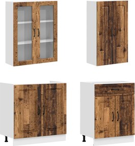 vidaXL Μονάδα κουζίνας KALMAR 4 pcs Παλαιωμένο ξύλο Επεξεργασμένο Ξύλο