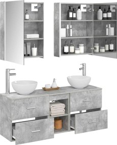 vidaXL Σετ Ντουλαπιών Μπάνιου 5 pcs Γκρι Σκυροδέματος