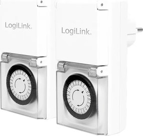 LogiLink Μηχανικός Χρονοδιακόπτης Πρίζας Ημερήσιος Εξωτερικού Χώρου IP44 2 τμχ
