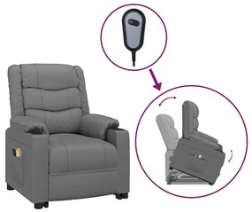 vidaXL Πολυθρόνα Μασάζ Ανακλινόμενη Γκρι Συνθετικό Δέρμα