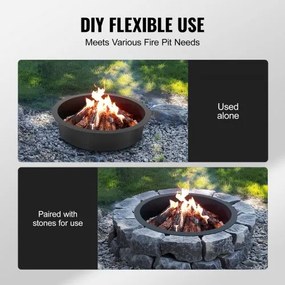 VEVOR Fire Pit Ring Round 35 Inch Outer Steel Liner DIY Campfire Ring Firepit