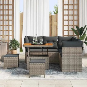 vidaXL Σετ Καναπέ Κήπου Ρυθμιζόμενο ύψος 8 pcs Γκρι συνθετικό ρατάν