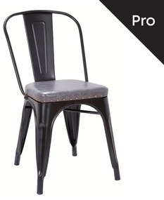 RELIX Καρέκλα-Pro, Μέταλλο Βαφή Μαύρο Matte, Pu Σκούρο Γκρι  45x51x82cm [-Μαύρο/Γκρι-] [-Μέταλλο/PVC - PU-] Ε5191Ρ,12Μ