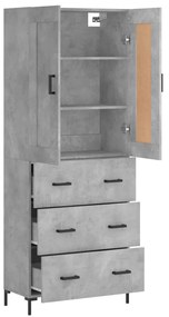 vidaXL Ντουλάπι Γκρι Σκυροδέματος 69,5x34x180 εκ. Επεξεργασμένο Ξύλο