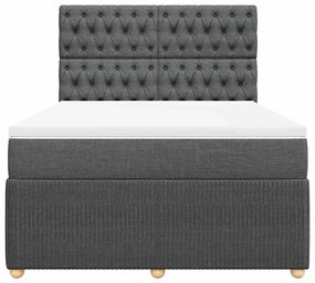 vidaXL Κρεβάτι Boxspring με Στρώμα Σκούρο Γκρι 140x190 εκ. Υφασμάτινο