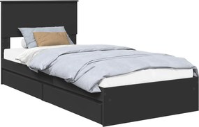 vidaXL Κρεβάτι Αποθήκης Μαύρο 90 x 190 cm Επεξεργασμένο Ξύλο