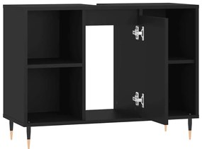 vidaXL Ντουλάπι Μπάνιου Μαύρο 80 x 33 x 60 εκ. από Επεξεργασμένο Ξύλο