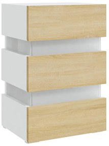 vidaXL Κομοδίνο με LED Λευκό/Sonoma Δρυς 45x35x67 εκ. Επεξεργασμ. Ξύλο