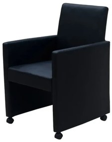 Καρέκλες Τραπεζαρίας 2 τεμ. Μαύρες Συνθ. Δέρμα - Μαύρο
