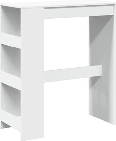 vidaXL Τραπέζι Μπαρ με Ράφια Λευκό 90x40x103,5 εκ. Επεξεργ. Ξύλο