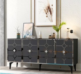 Stewehome Κονσόλα Αποθήκευσης Ανθρακί & Ασημί 150x40x80 cm