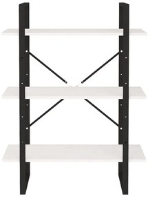 vidaXL Βιβλιοθήκη με 3 Ράφια Λευκή 80x30x105 εκ. από Μασίφ Ξύλο Πεύκου