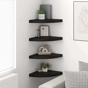 vidaXL Ράφια Τοίχου 4 τεμ. Μαύρα 35x35x3,8 εκ. από MDF