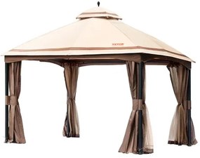 VEVOR Patio Gazebo for 10-12 Person, 10 x 13 FT Backyard Gazebo, with Mosquito Netting, Metal Frame, and PU Coated 180G Polyester, Outdoor Canopy Shelter for Patio, Backyard, Lawn, Garden, Deck