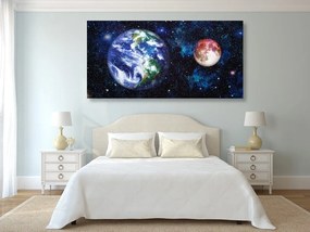 Εικόνα πλανήτη Γη και κόκκινο φεγγάρι - 120x60