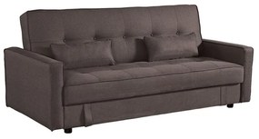 OPEN Καναπές - Κρεβάτι με Αποθηκευτικό Χώρο, 3θέσιος, Ύφασμα Καφέ 200x86x89cm Bed:112x181x41cm