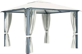 vidaXL Κιόσκι με Κουρτίνα Κρεμ 300 x 300 εκ. Αλουμινίου