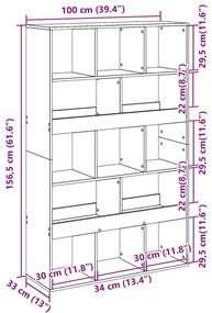 Βιβλιοθήκη Μαύρη 100x33x156,5 εκ. από Επεξεργασμένο Ξύλο - Μαύρο